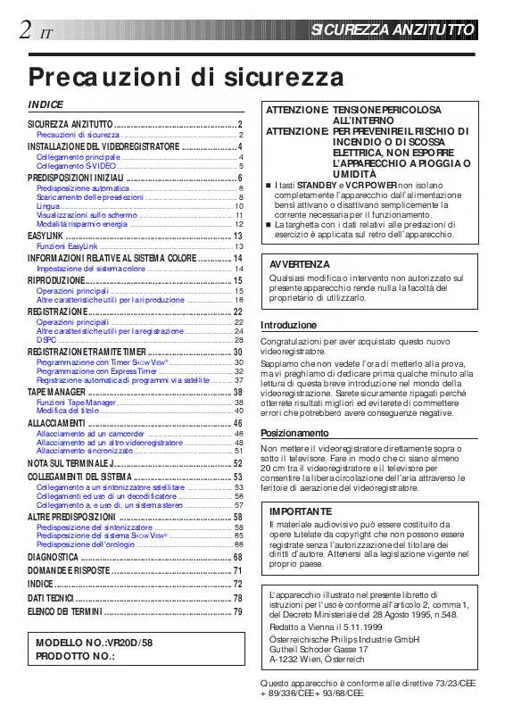 Mode d'emploi PHILIPS VR20D