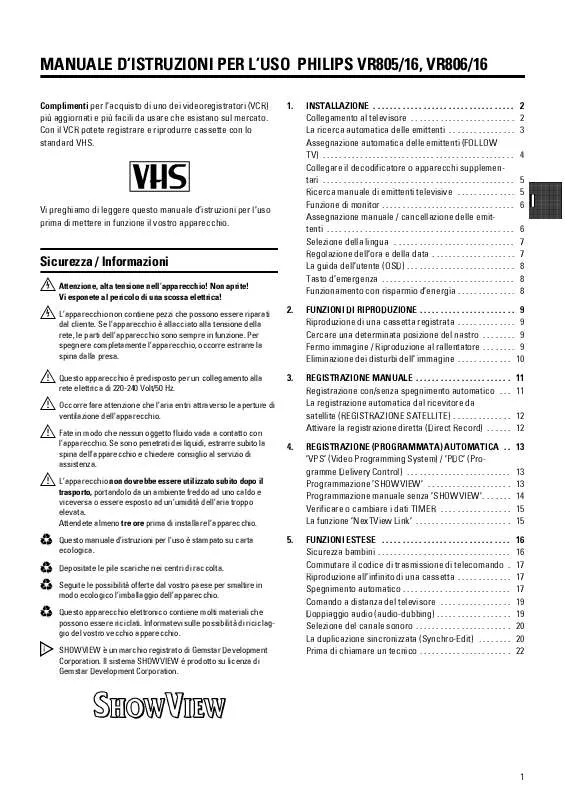 Mode d'emploi PHILIPS VR805