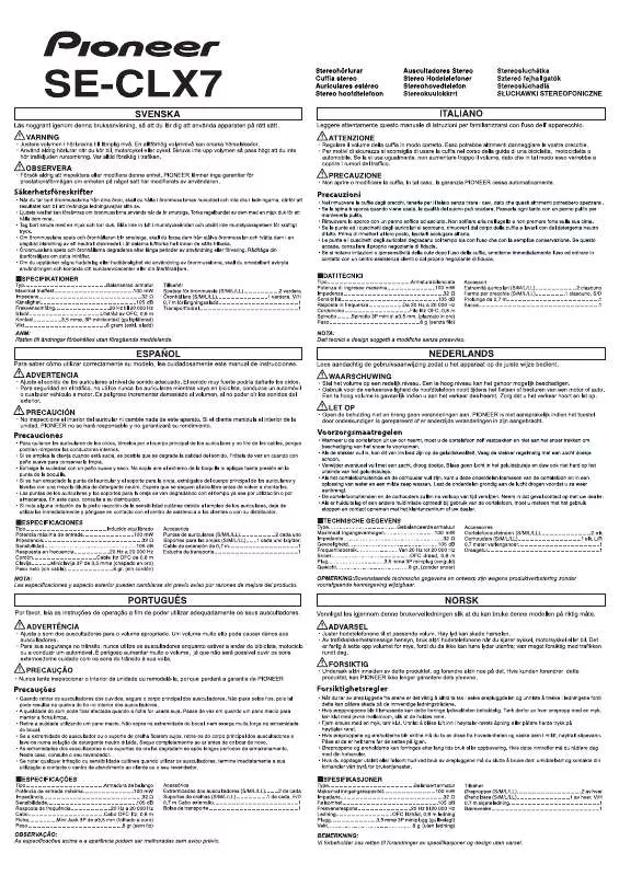 Mode d'emploi PIONEER SE-CLX7