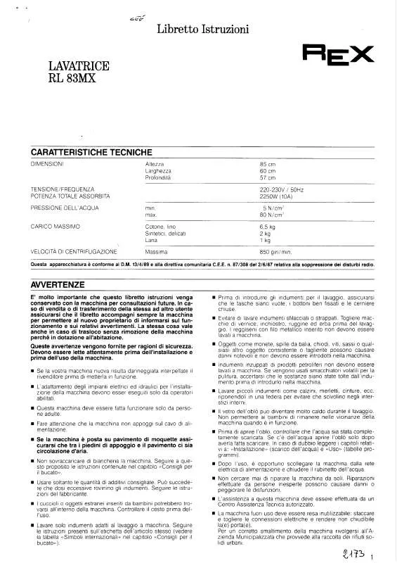 Mode d'emploi REX RL83MX