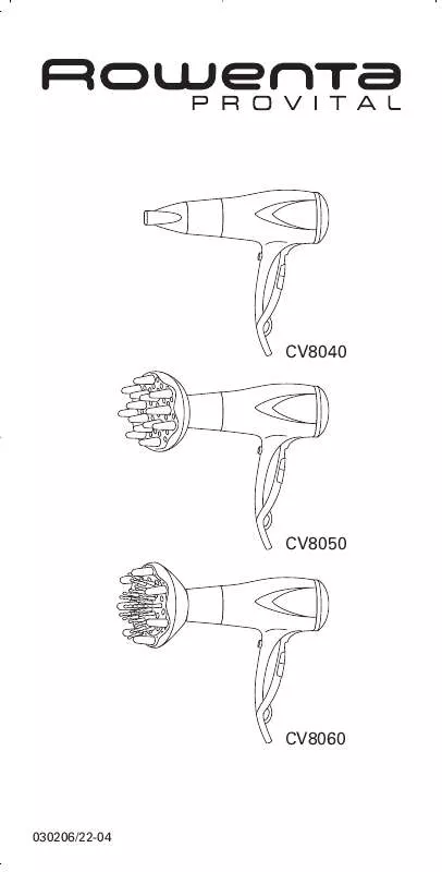 Mode d'emploi ROWENTA CV 8060 PROVITAL