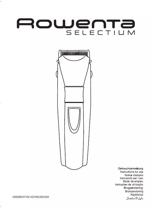 Mode d'emploi ROWENTA HC 190 SELECTIUM