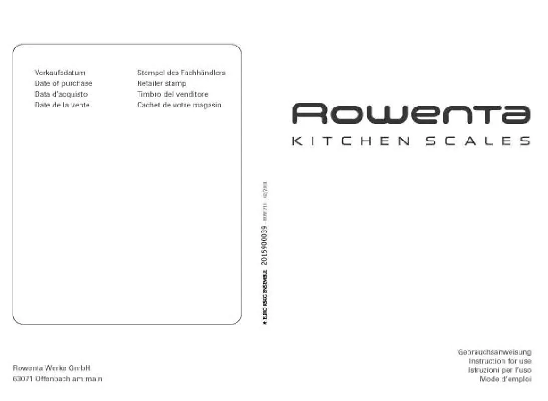 Mode d'emploi ROWENTA KS 021