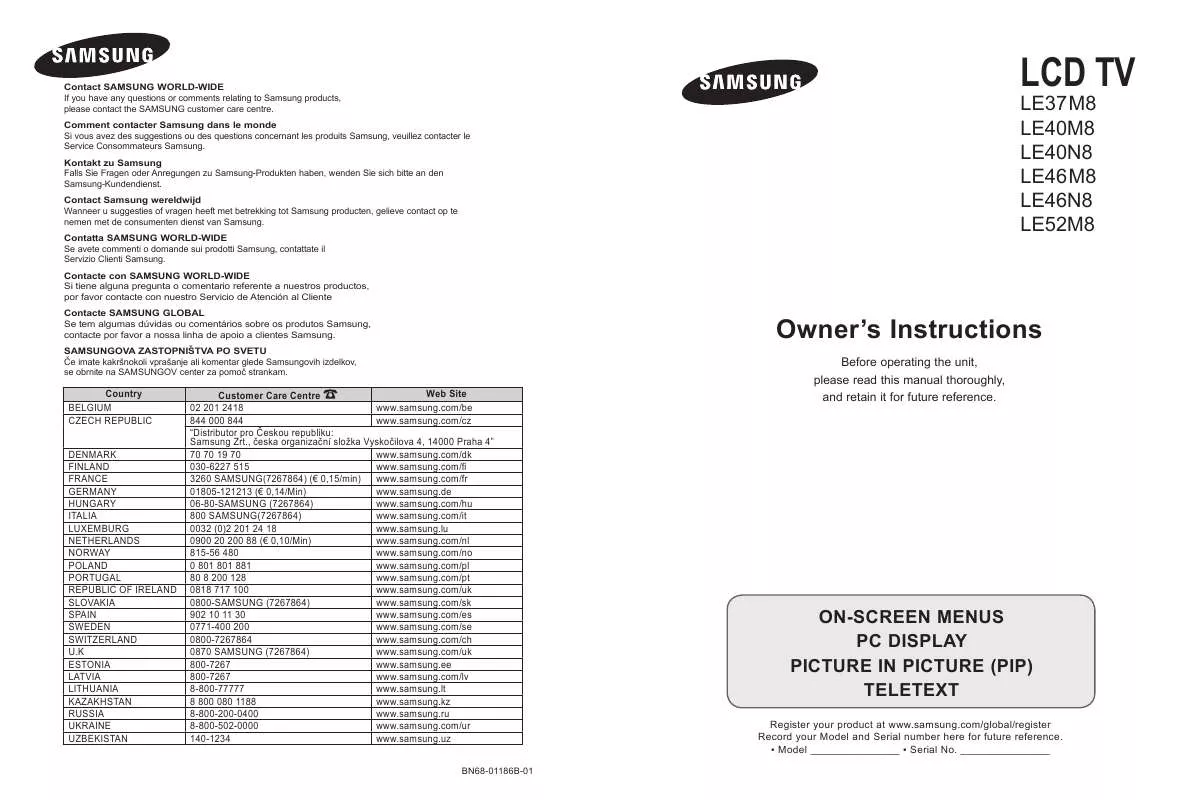 Mode d'emploi SAMSUNG LE-52M86BD