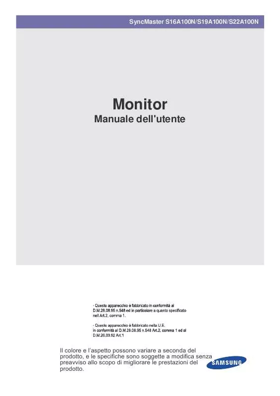 Mode d'emploi SAMSUNG SYNCMASTER S19A100N