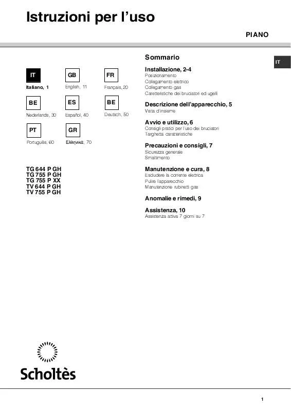 Mode d'emploi SCHOLTES TG 644 P GH