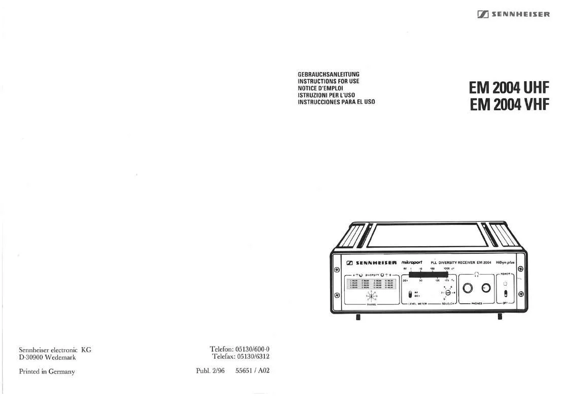 Mode d'emploi SENNHEISER EM 2004 VHF