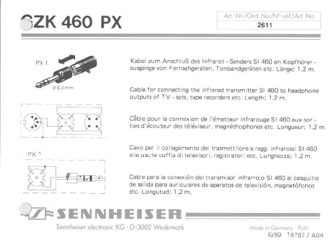 Mode d'emploi SENNHEISER GZK 460 PX