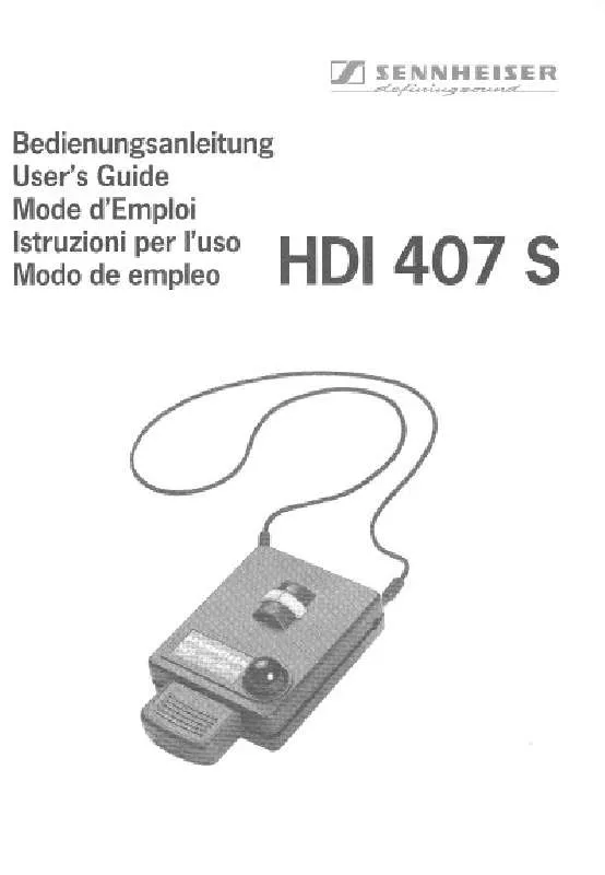 Mode d'emploi SENNHEISER HDI 407 S