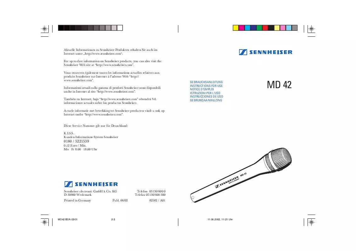 Mode d'emploi SENNHEISER MD 42