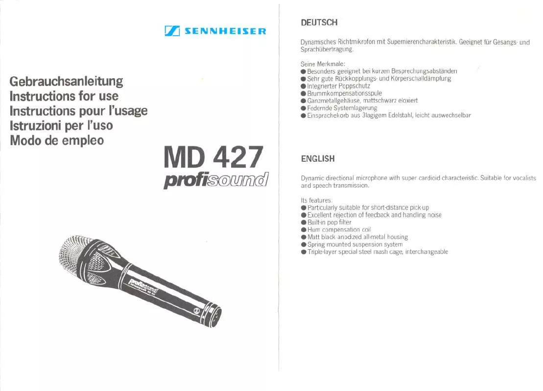 Mode d'emploi SENNHEISER MD 427