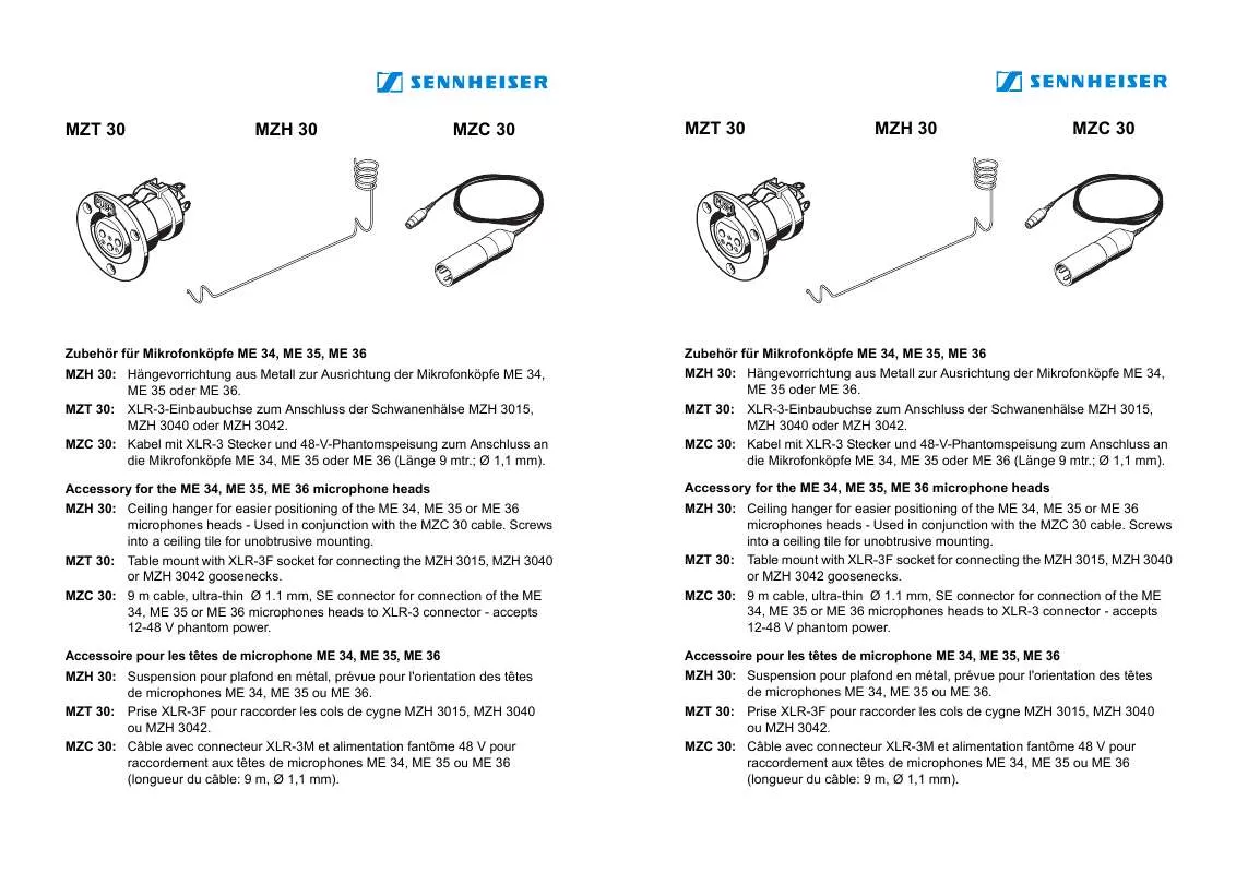 Mode d'emploi SENNHEISER MZT 30