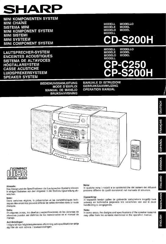 Mode d'emploi SHARP CP-C250