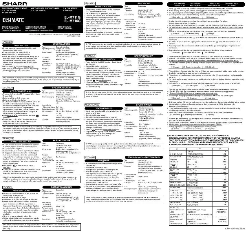 Mode d'emploi SHARP EL-M710