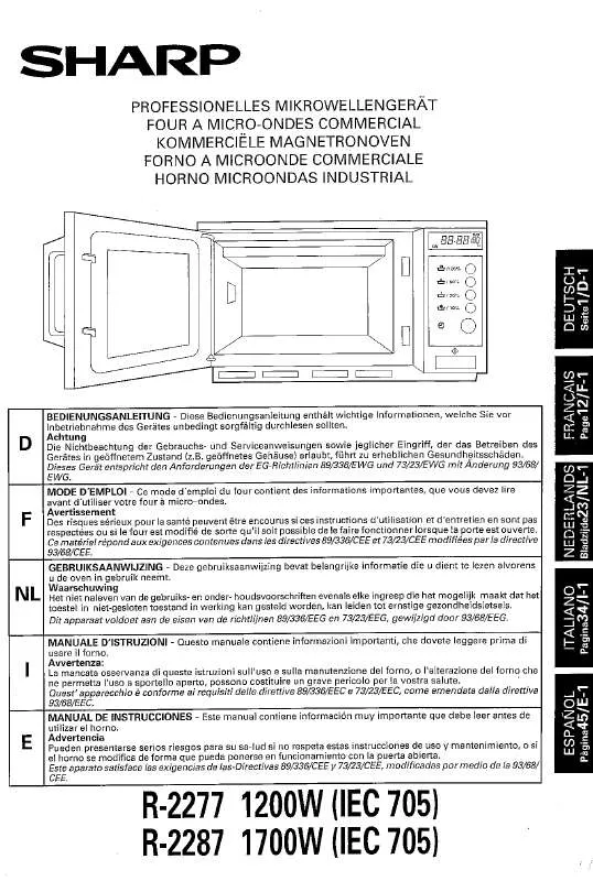 Mode d'emploi SHARP R-2277/2287