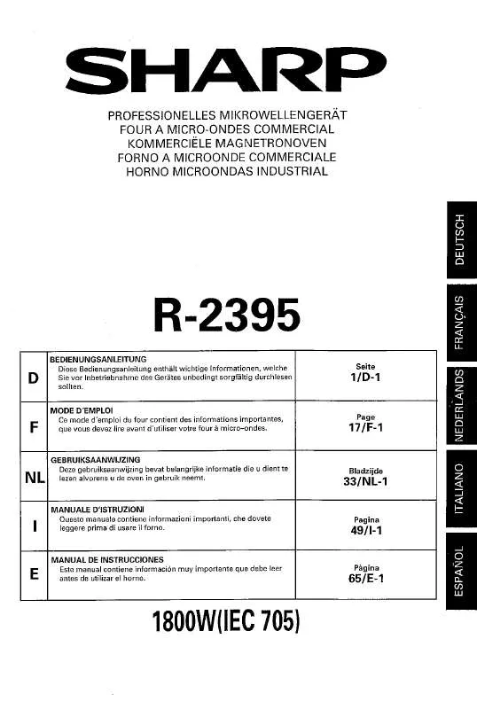 Mode d'emploi SHARP R-2395