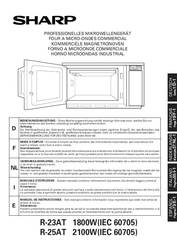 Mode d'emploi SHARP R-23AT/25AT