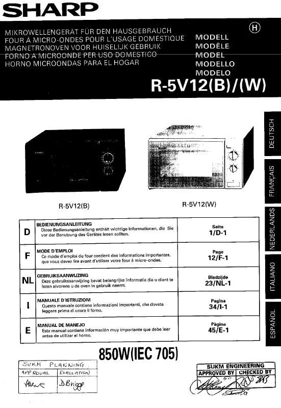 Mode d'emploi SHARP R-5V12