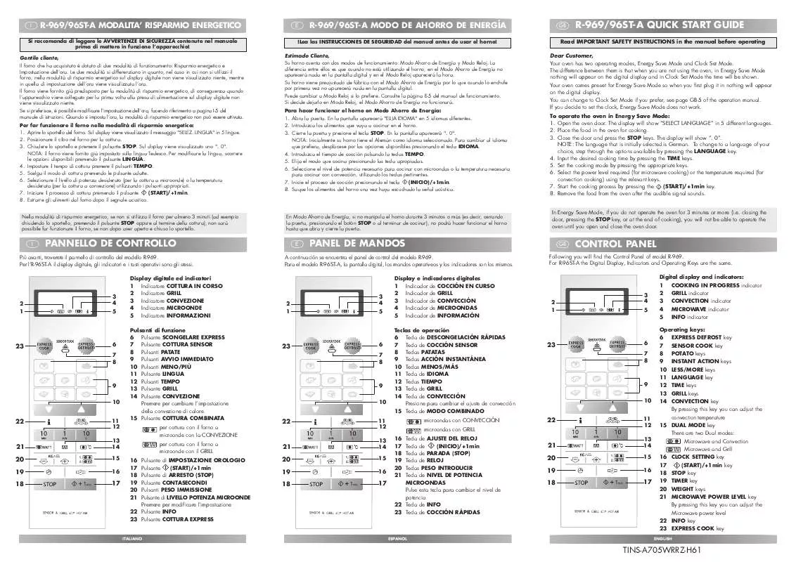 Mode d'emploi SHARP R9/96ST-A