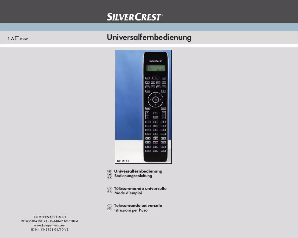 Mode d'emploi SILVERCREST KH 2158 10-IN-1 REMOTE CONTROL