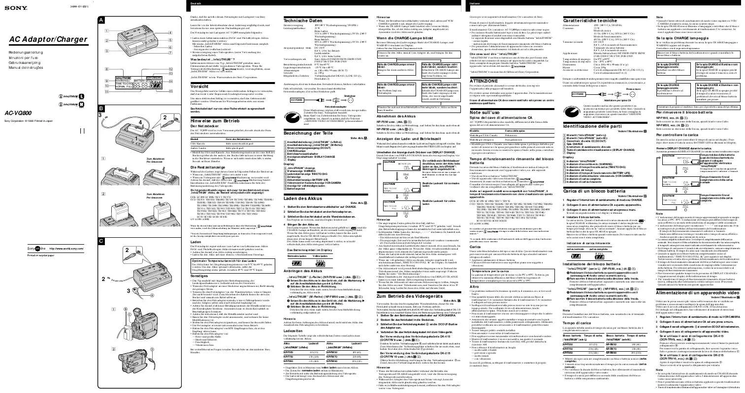 Mode d'emploi SONY AC-VQ800