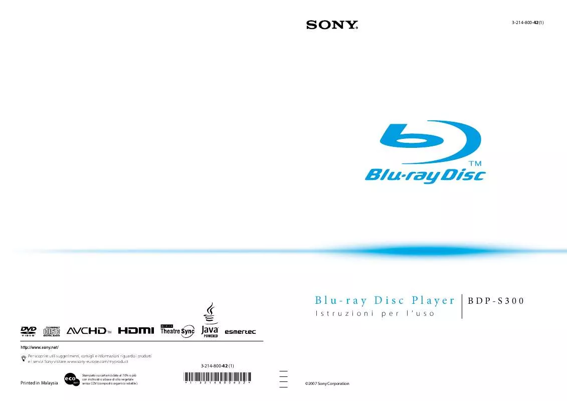 Mode d'emploi SONY BDP-S300