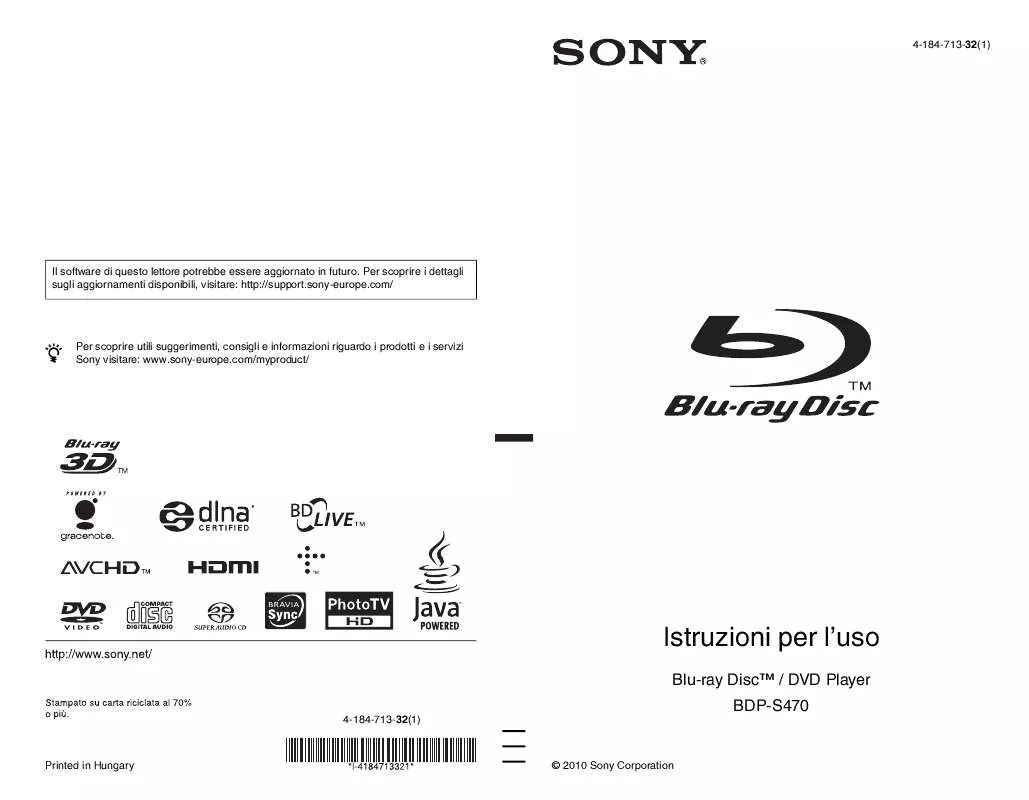 Mode d'emploi SONY BDP-S470