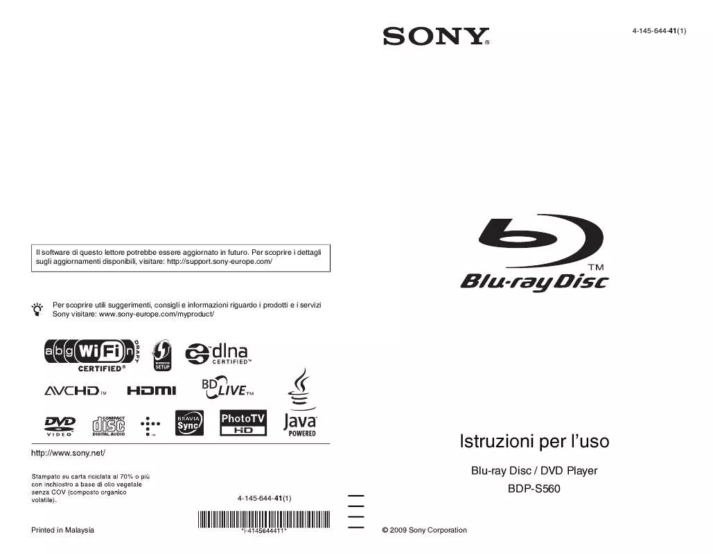 Mode d'emploi SONY BDP-S560