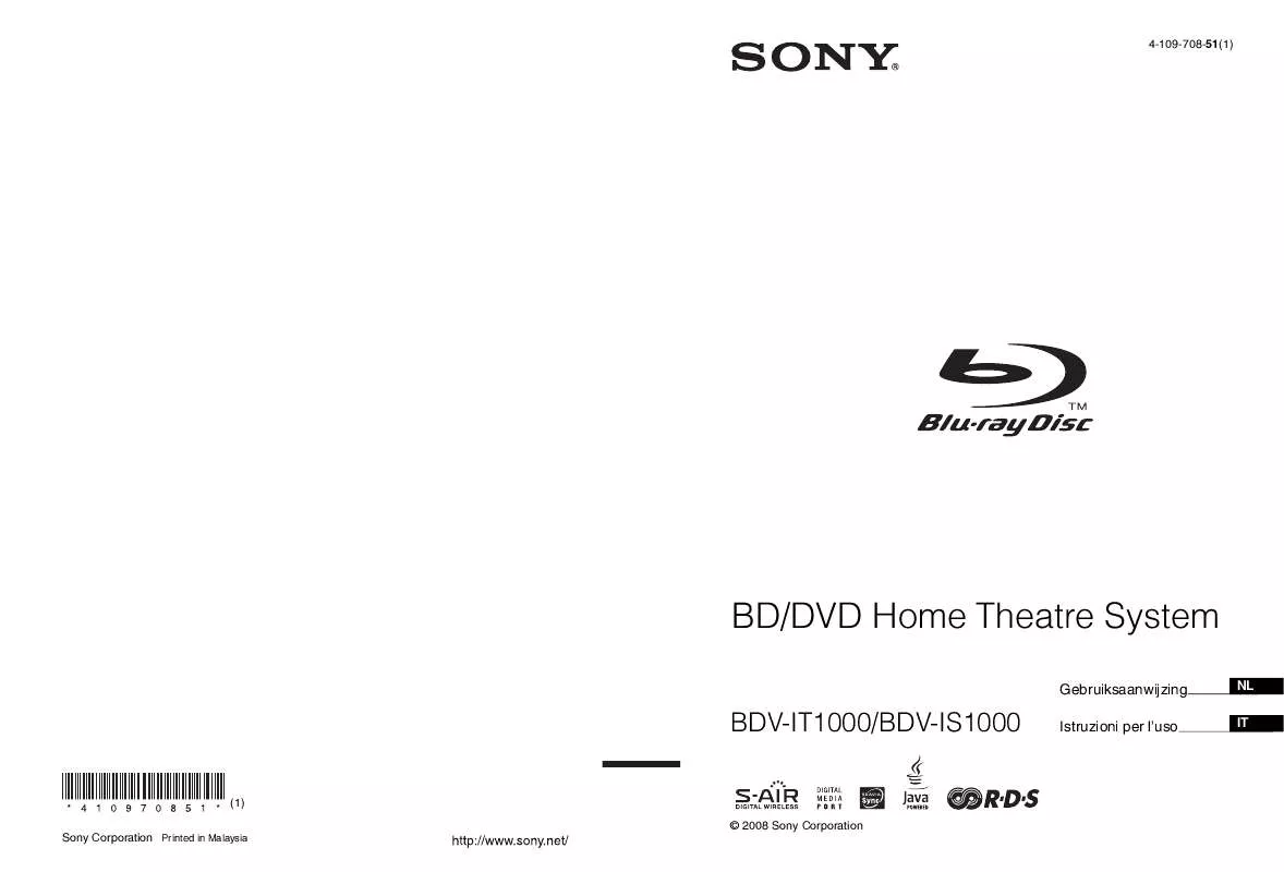 Mode d'emploi SONY BDV-IS1000