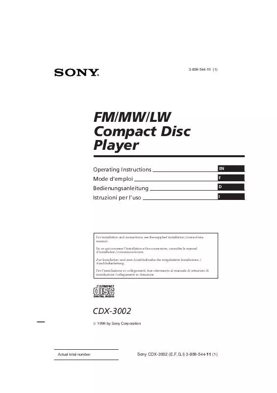 Mode d'emploi SONY CDX-3002