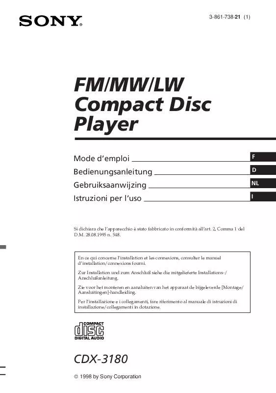 Mode d'emploi SONY CDX-3180