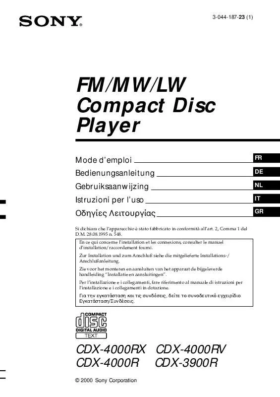 Mode d'emploi SONY CDX-4000RV