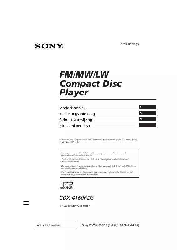 Mode d'emploi SONY CDX-4160RDS