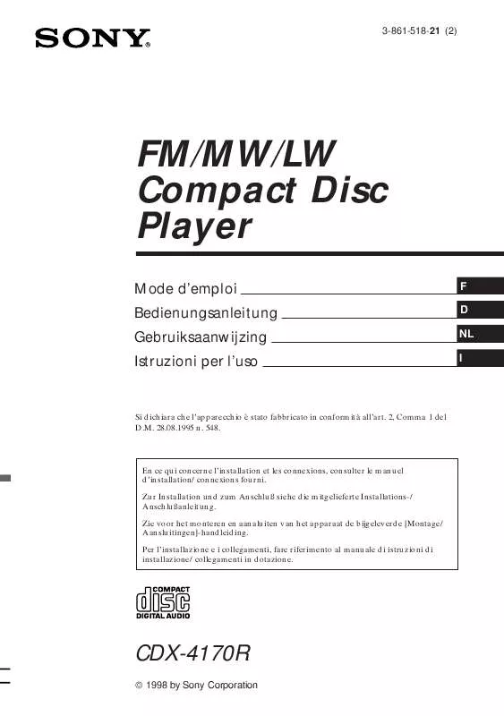 Mode d'emploi SONY CDX-4170R