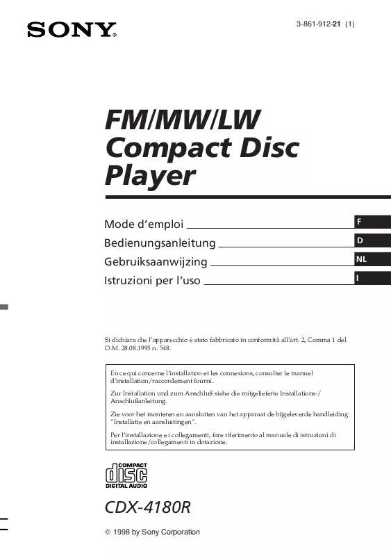 Mode d'emploi SONY CDX-4180R