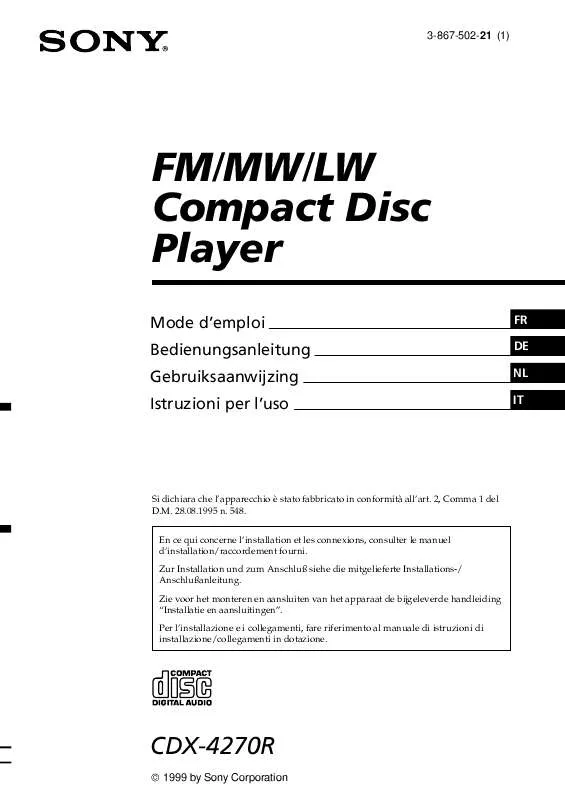 Mode d'emploi SONY CDX-4270R