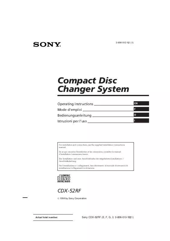 Mode d'emploi SONY CDX-52RF