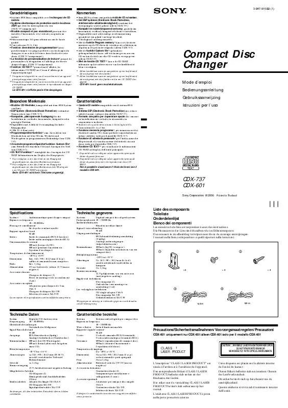 Mode d'emploi SONY CDX-601