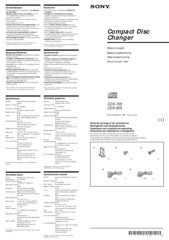 Mode d'emploi SONY CDX-605