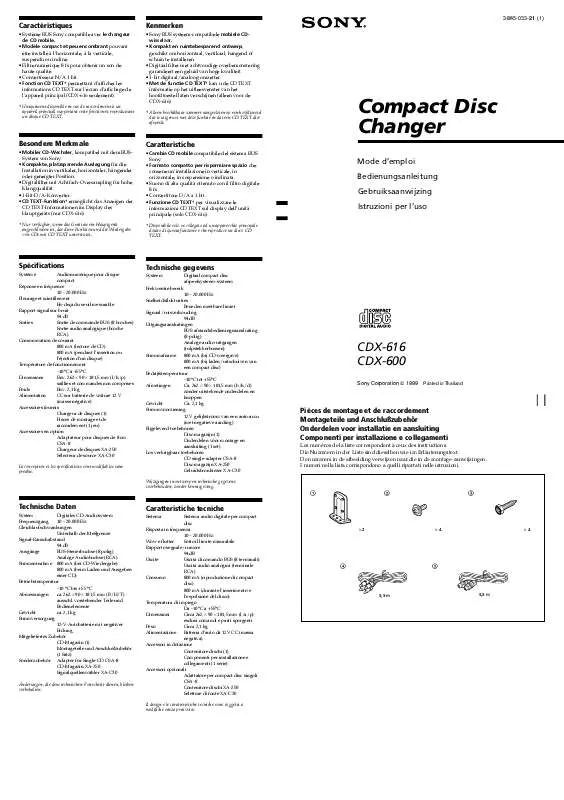 Mode d'emploi SONY CDX-616