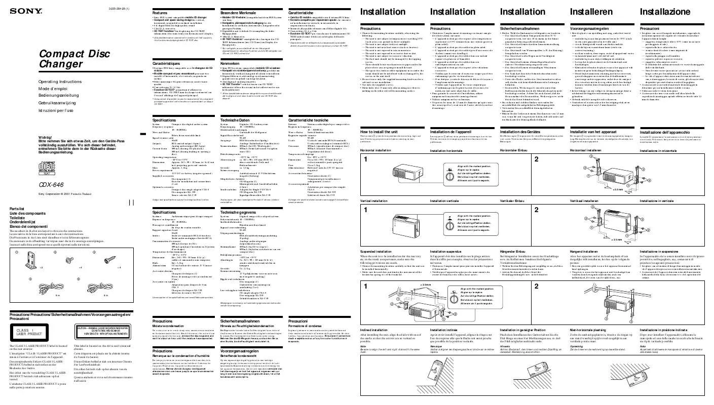 Mode d'emploi SONY CDX-646