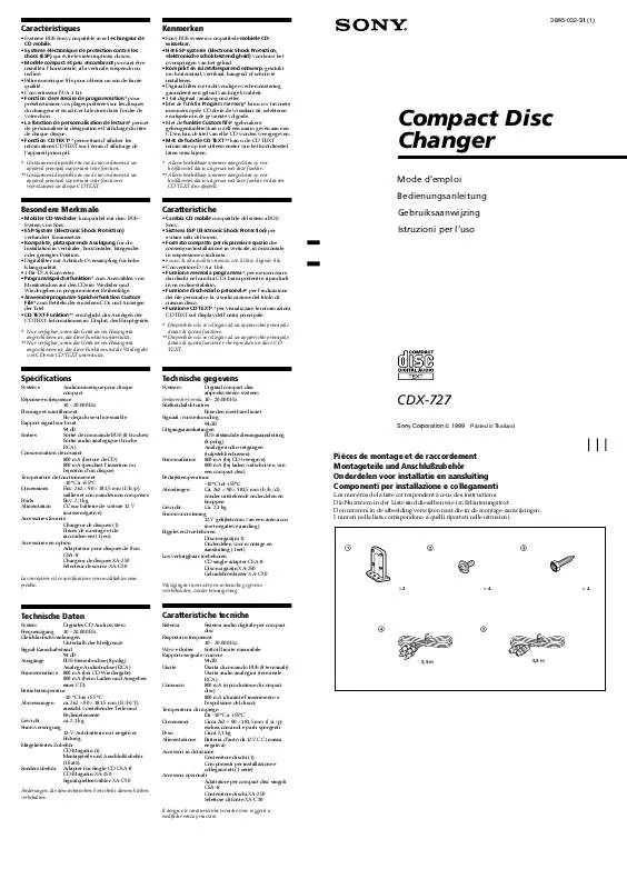 Mode d'emploi SONY CDX-727