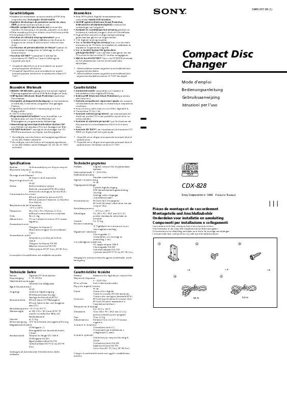 Mode d'emploi SONY CDX-828