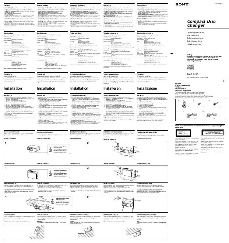 Mode d'emploi SONY CDX-848X