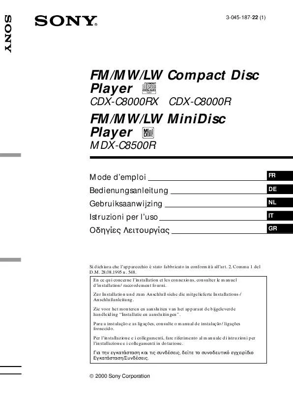 Mode d'emploi SONY CDX-C8000R