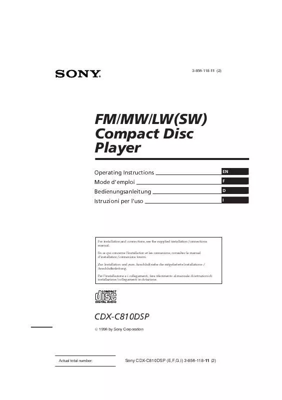 Mode d'emploi SONY CDX-C810DSP