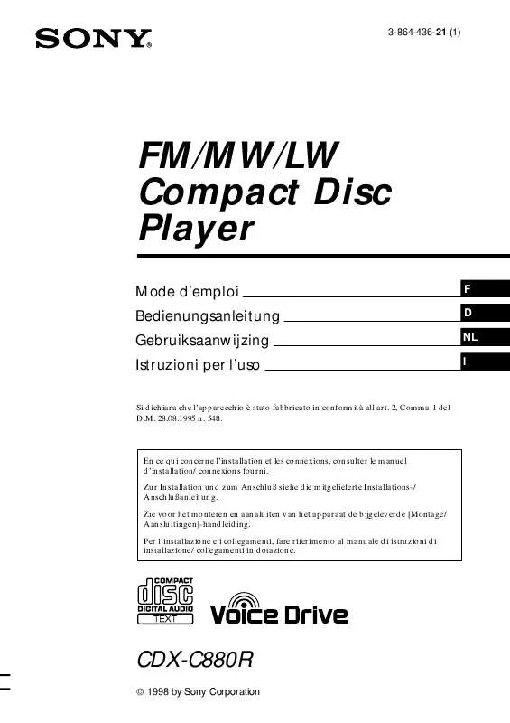 Mode d'emploi SONY CDX-C880R