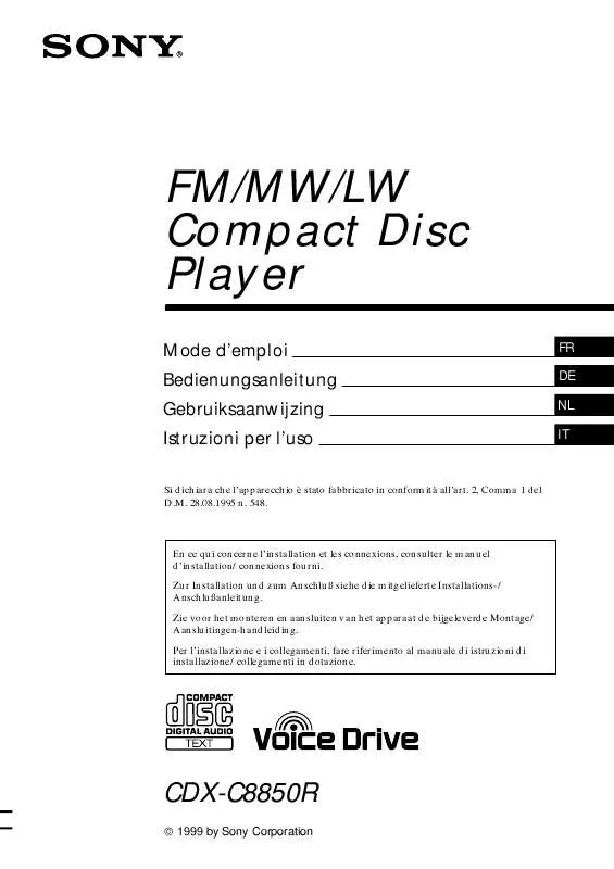 Mode d'emploi SONY CDX-C8850R