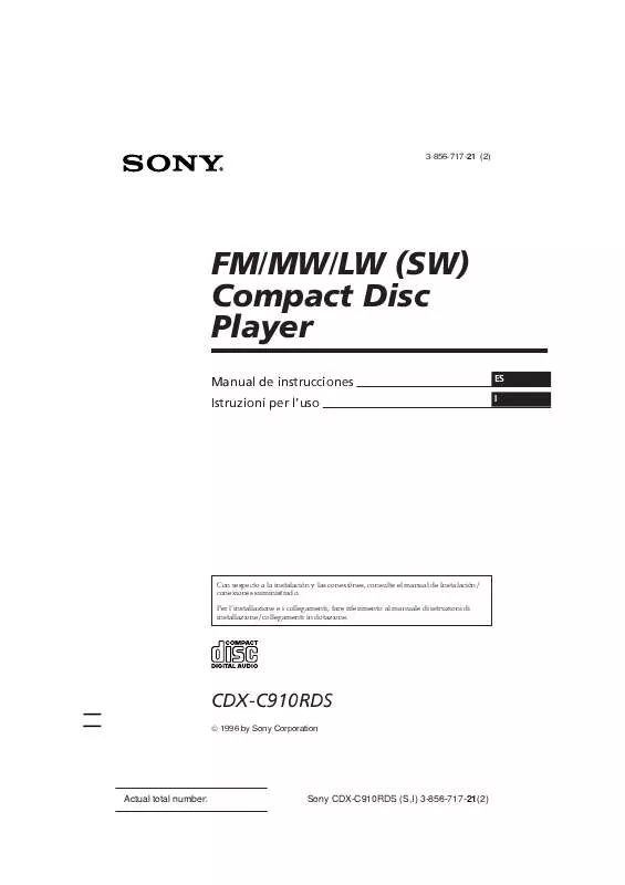 Mode d'emploi SONY CDX-C910RDS