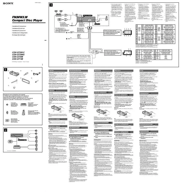 Mode d'emploi SONY CDX-GT100